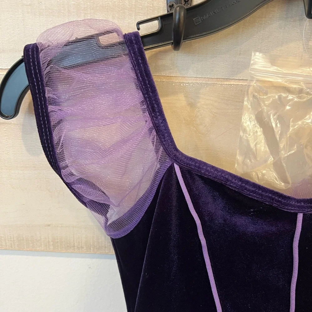 Elisse dance costume, purple floral dramatic tutu, size large child - Picture 5 of 10